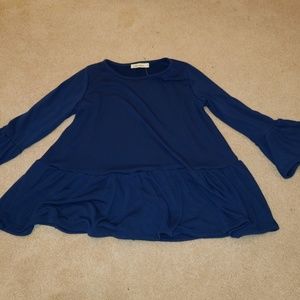 Blue ruffled sweater medium